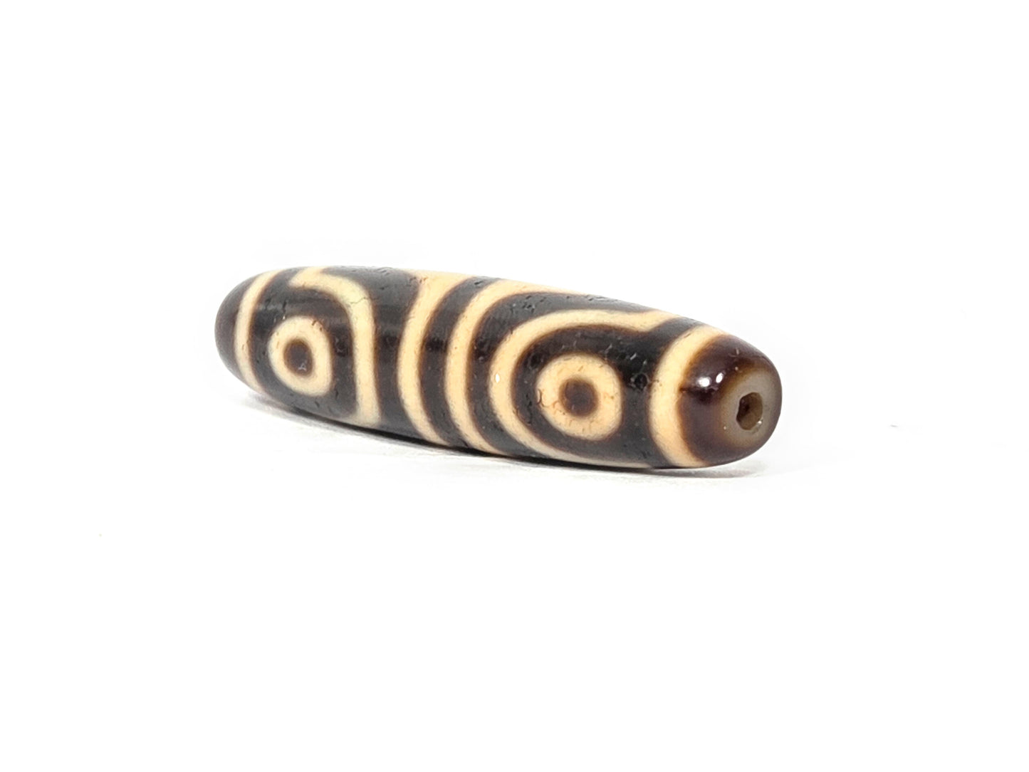 Antique Four Eye & Tiger Tooth Tibetan Dzi Bead (TiD-Ant-200-FoETT-082525)