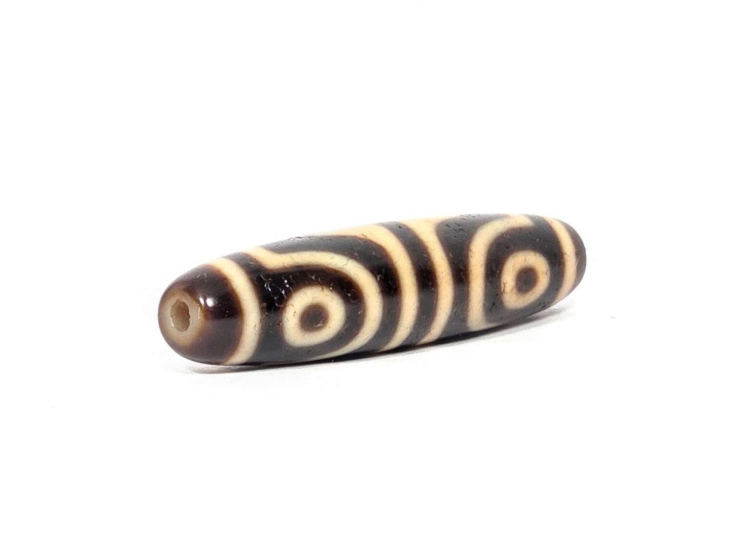 Antique Four Eye & Tiger Tooth Tibetan Dzi Bead (TiD-Ant-200-FoETT-082525)