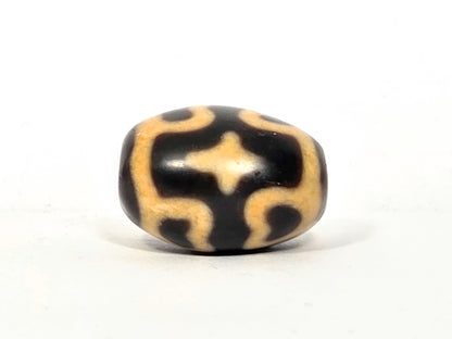 Antique Tibetan Round Dzi Bead featuring Six Eye Lotus & Cross Motif (121025)
