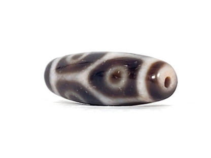 Antique Tibetan Six Eye Lotus Motif Dzi Bead with Bloodspots (TiD-Ant-B-SiEL-100724)