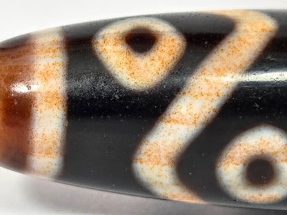Antique Eight Eye Tiger Tooth Tibetan Dzi Bead with Extreme Bloodspots (092425)