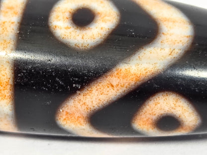 Antique Eight Eye Tiger Tooth Tibetan Dzi Bead with Extreme Bloodspots (092425)