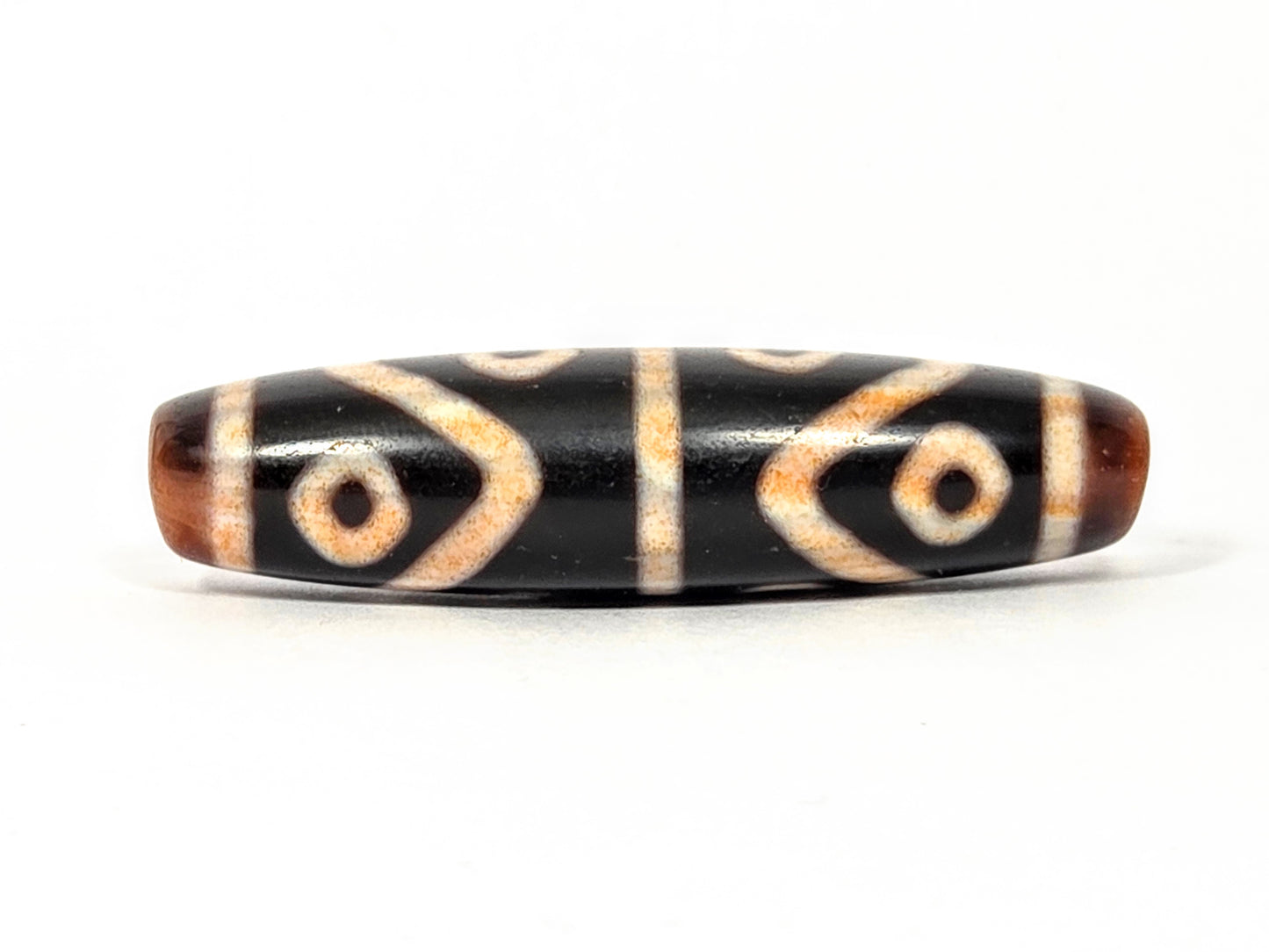 Eight Eye Tiger Tooth Dzi Bead with Bloodspots