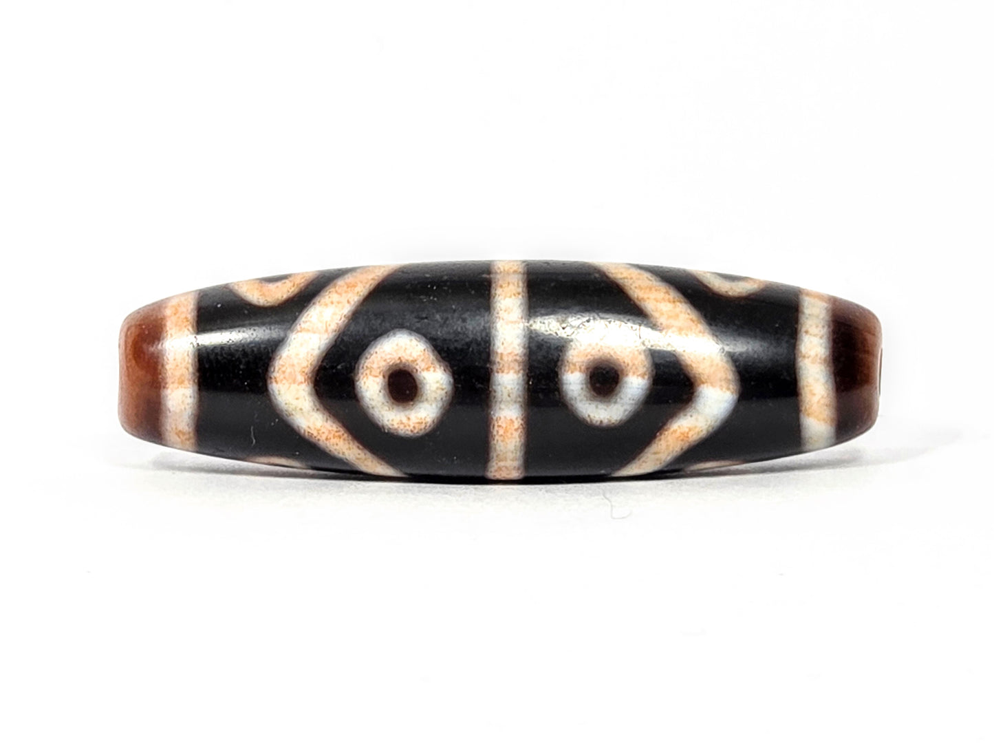 Antique Eight Eye Tiger Tooth Tibetan Dzi Bead with Extreme Bloodspots (092425)