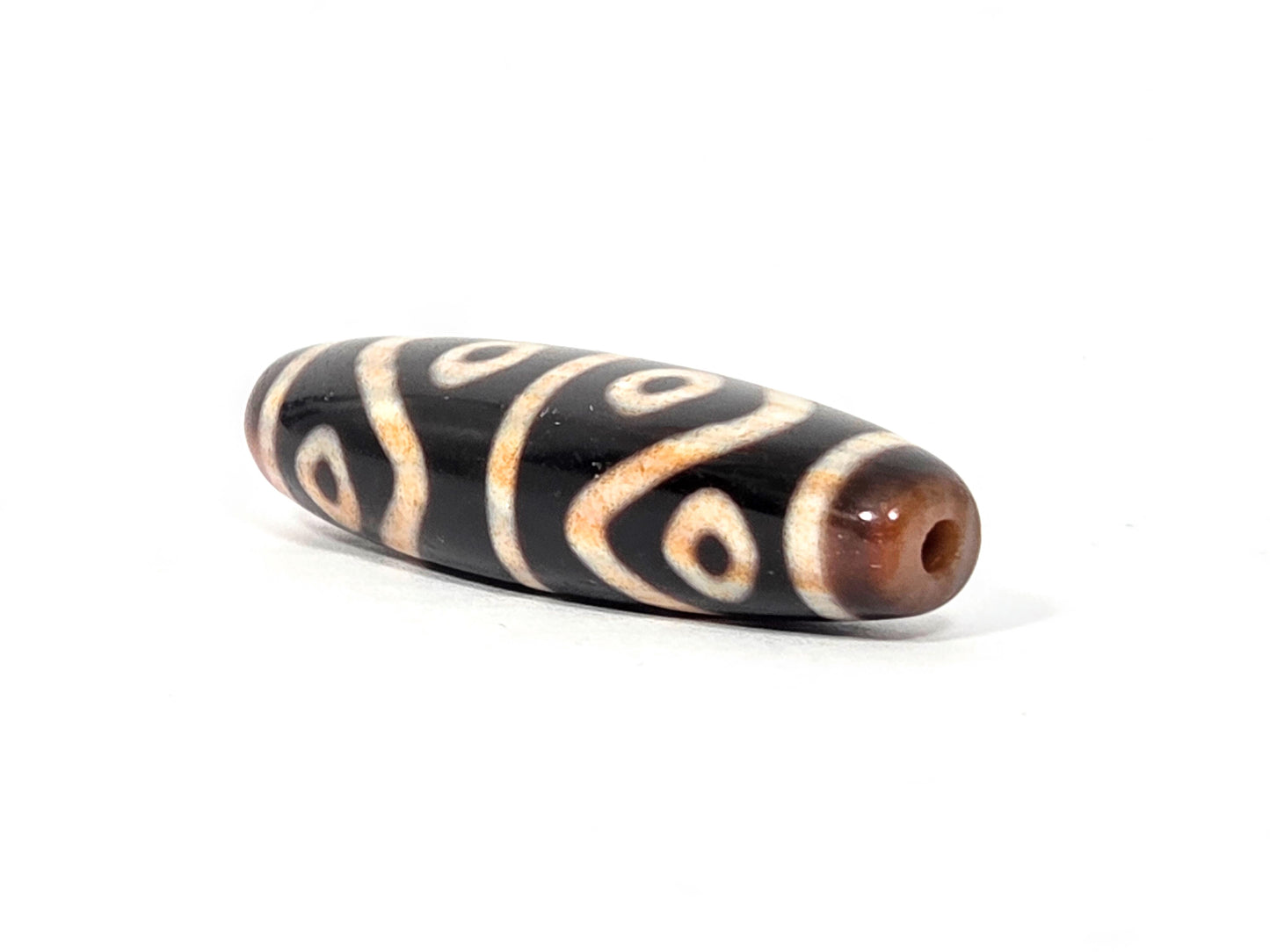Antique Eight Eye Tiger Tooth Tibetan Dzi Bead with Extreme Bloodspots (092425)