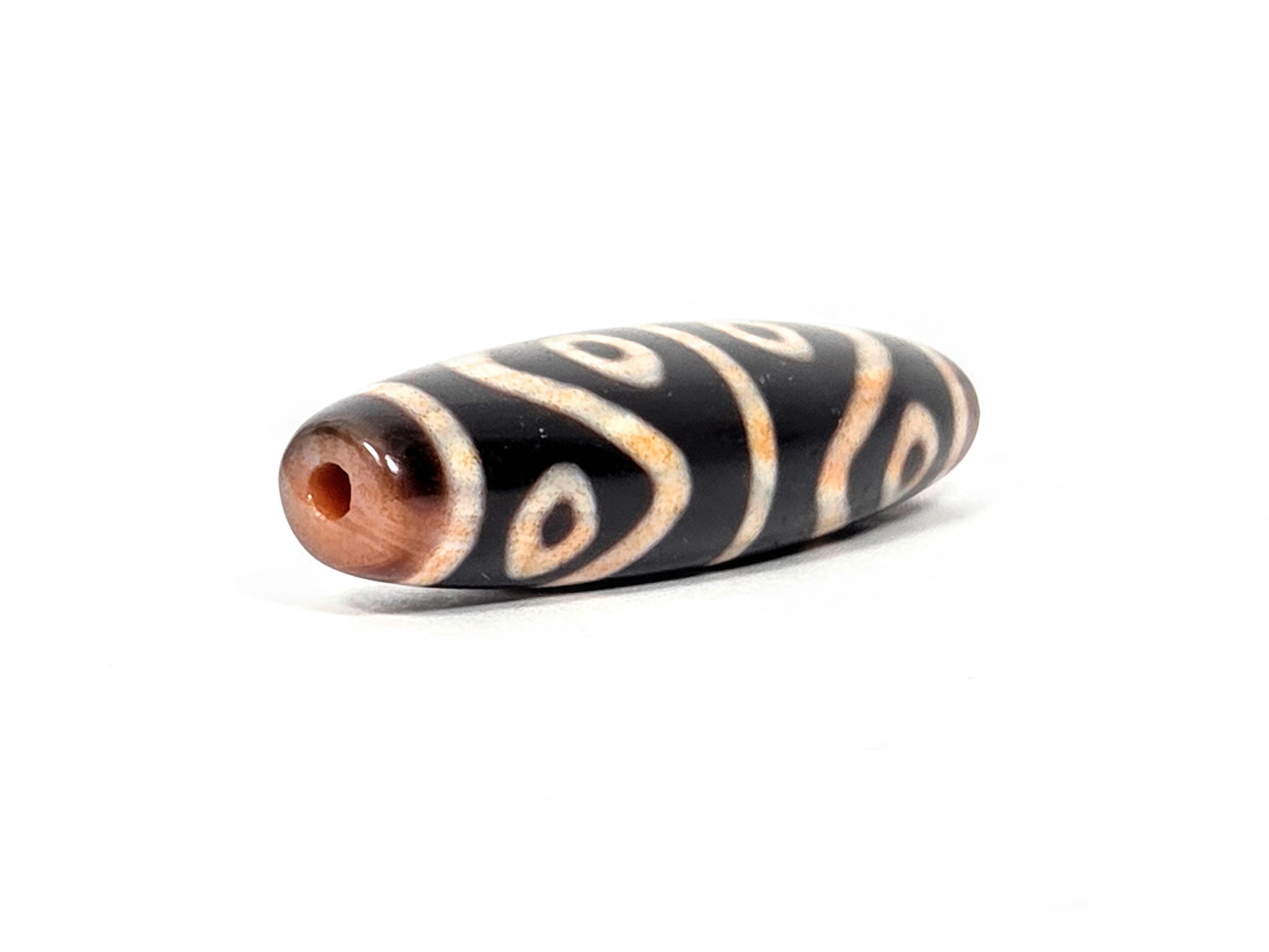 Antique Eight Eye Tiger Tooth Tibetan Dzi Bead with Extreme Bloodspots (092425)