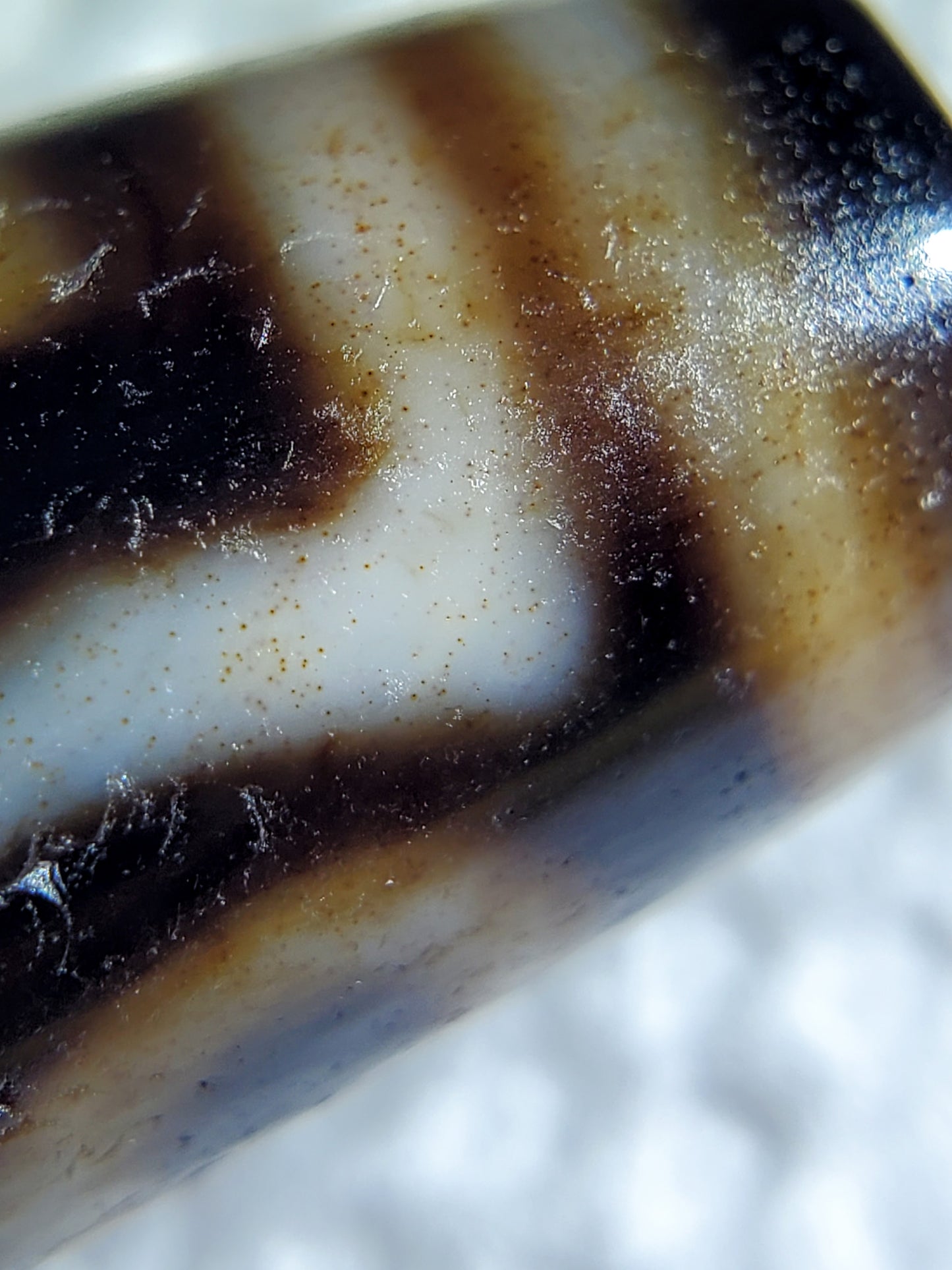 Antique Five Eye Motif Dzi Bead with Bloodspots (AntD-B-S-FiE-061223)