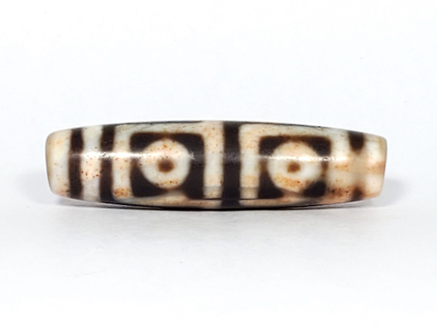 Antique Four Eye Motif Dzi Bead with Extreme Bloodspots (TiD-Ant-FoE-XB) - Very Rare