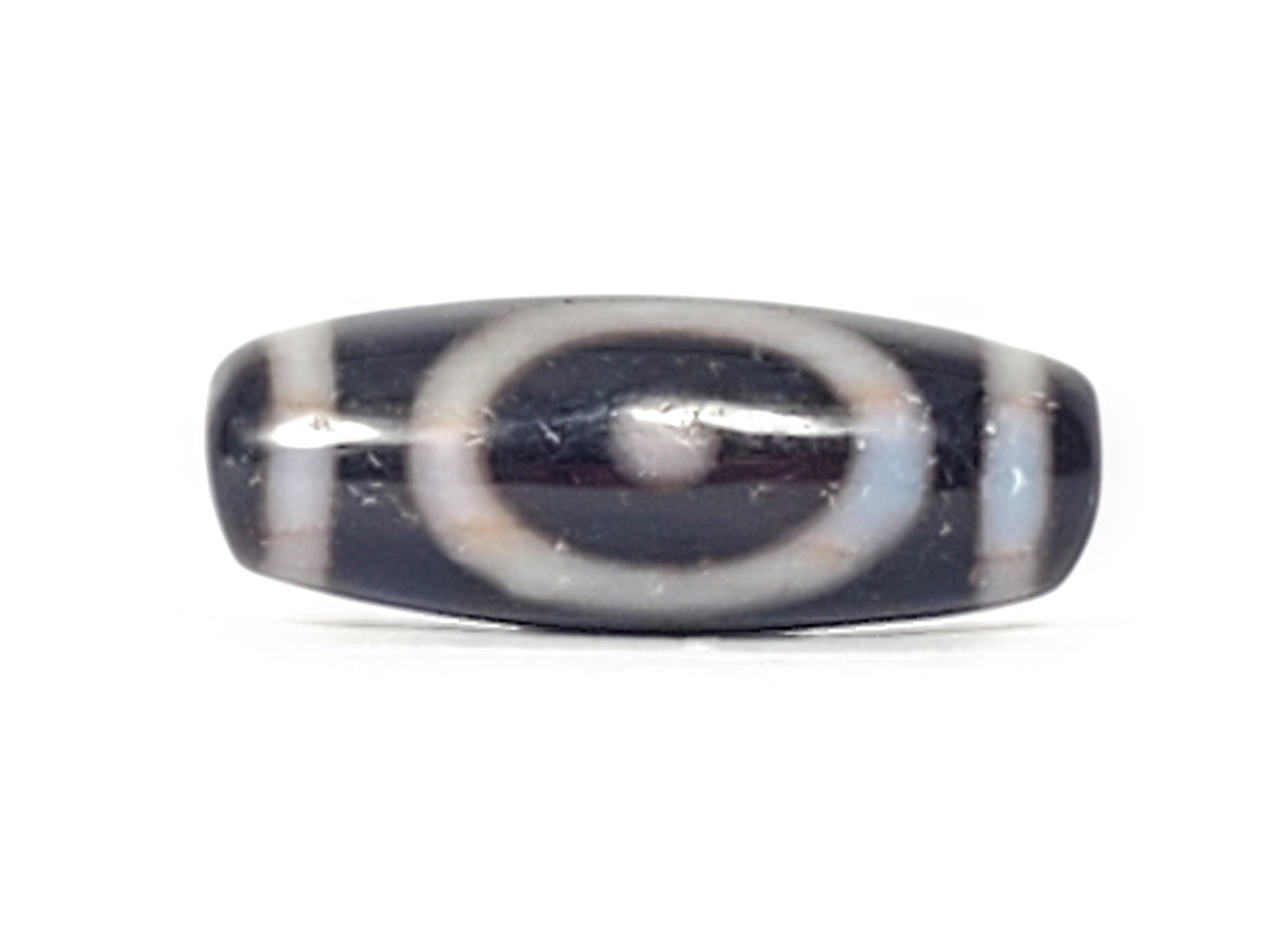 Tibetan Heaven Gate & Earth Gate Motif Dzi Bead with Bloodspots