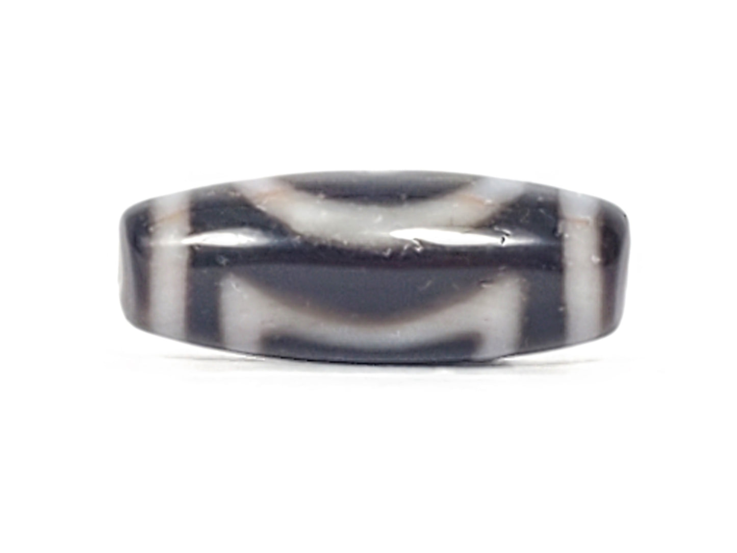 Tibetan Heaven Gate & Earth Gate Motif Dzi Bead with Bloodspots