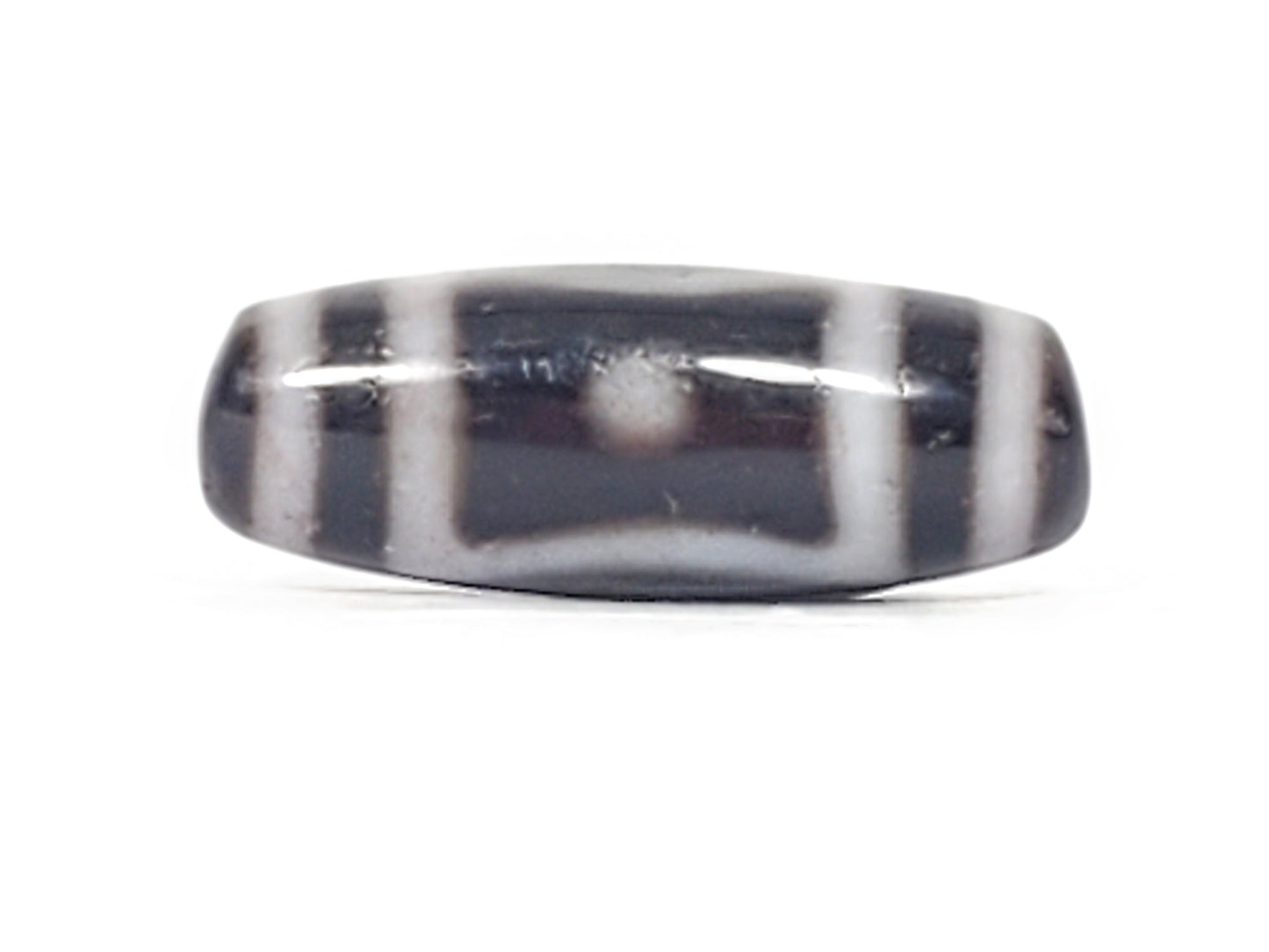 Tibetan Heaven Gate & Earth Gate Motif Dzi Bead with Bloodspots