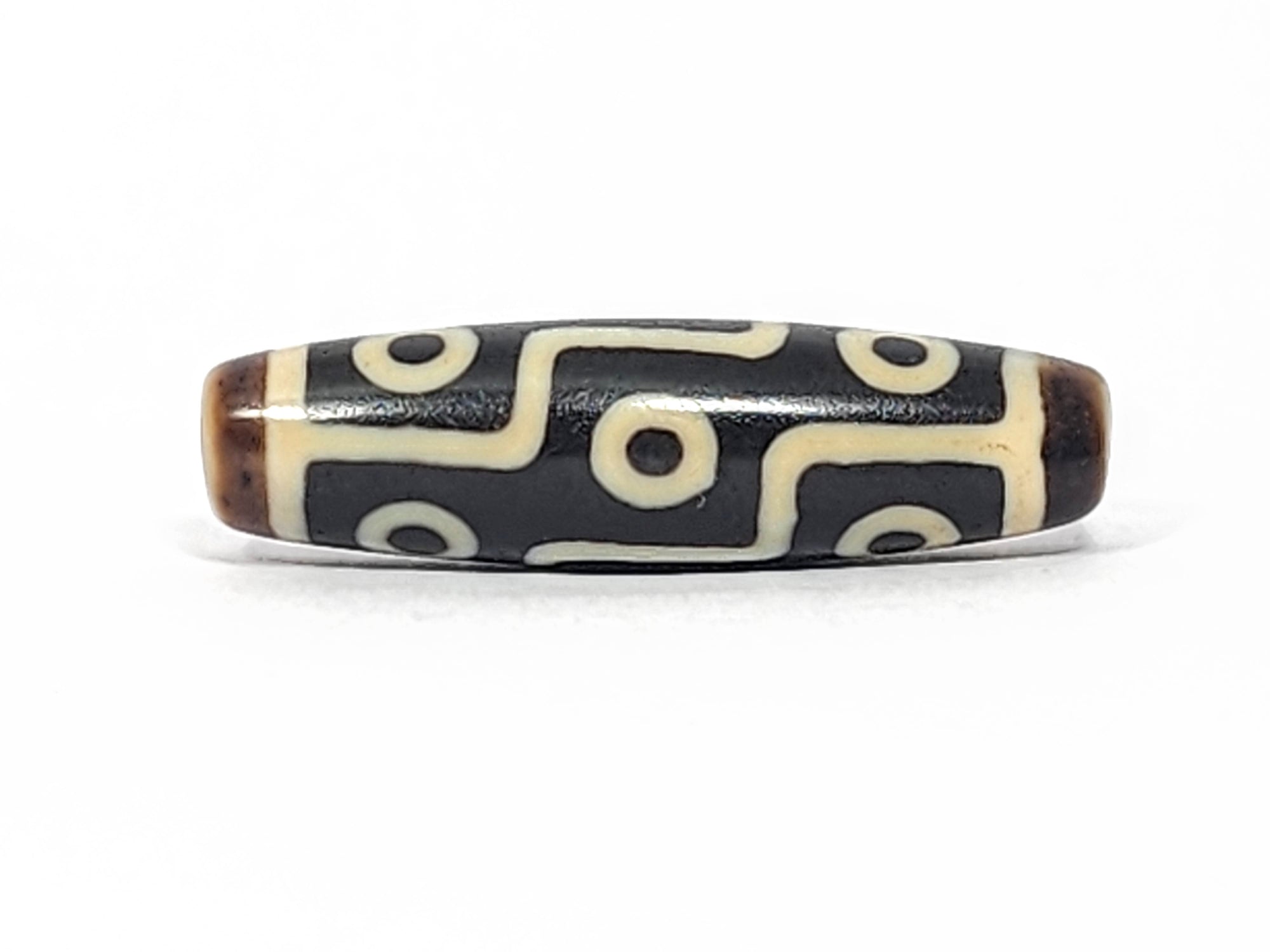 Antique Tibetan Nine Eye Motif Dzi Bead (050725) - Very Beautiful Lines