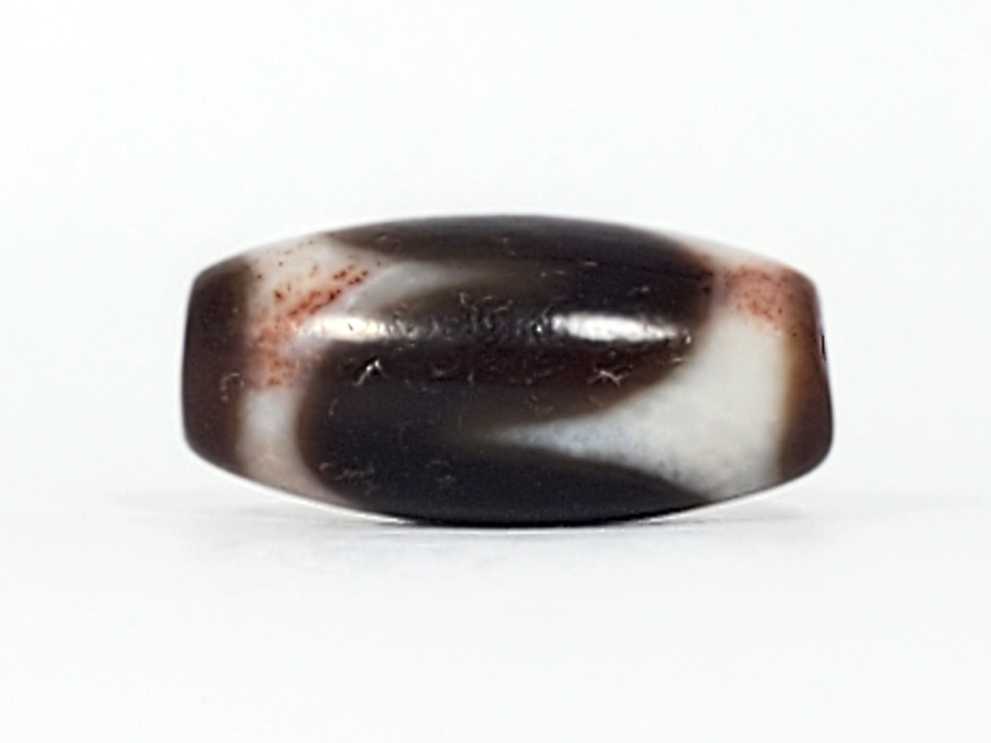 Antique Tibetan Tasso Motif Dzi Bead with Bloodspots (TiD-Ant-B-Tasso-093024)