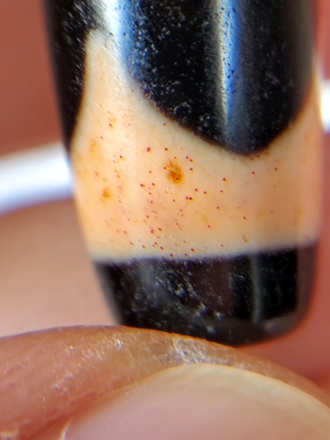 Antique Tibetan Tasso Motif Dzi Bead with Bloodspots (TiD-Ant-B-Tasso-092924) - Exquisite Bead!