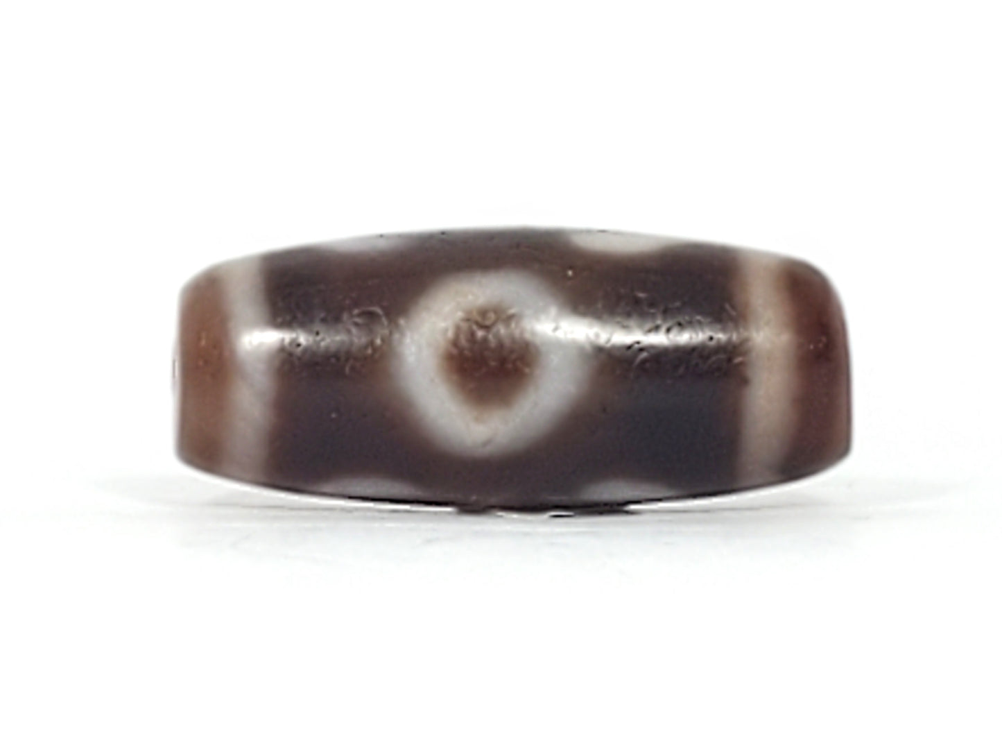 Antique Double Bat & Two Eye Motif Dzi Bead with Bloodspots