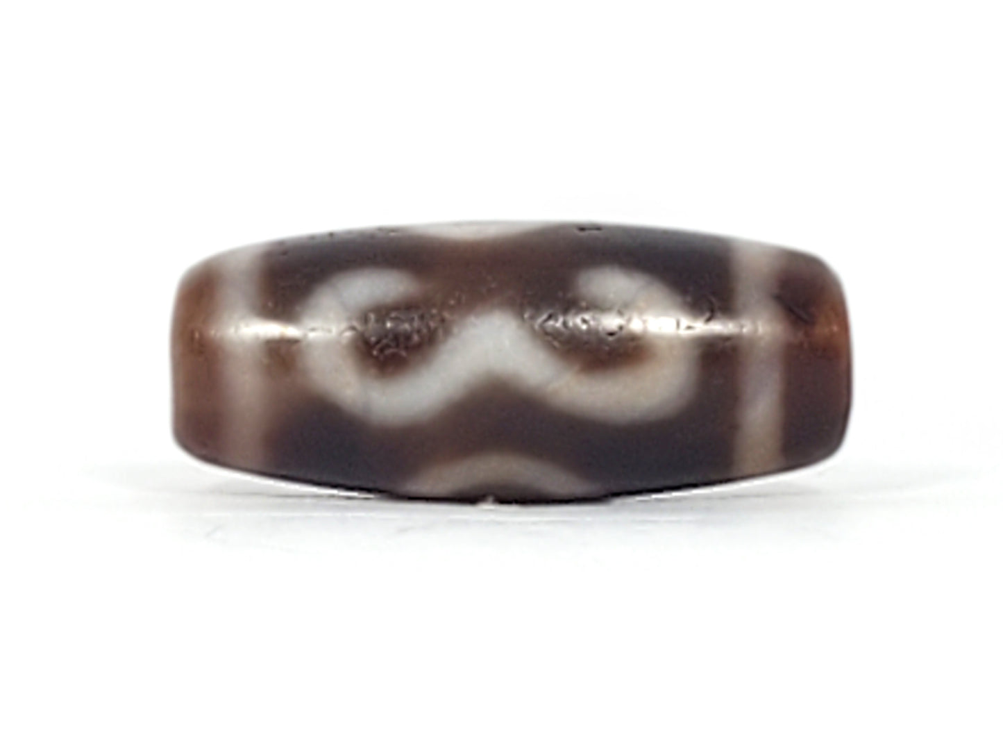 Antique Double Bat & Two Eye Motif Dzi Bead with Bloodspots