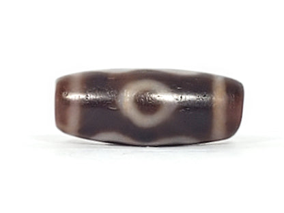Antique Double Bat & Two Eye Motif Dzi Bead with Bloodspots