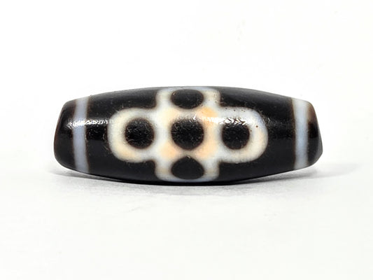 At-062026-5ELT five eye Garuda dzi face, cream meander, 35.8mm, unretouched