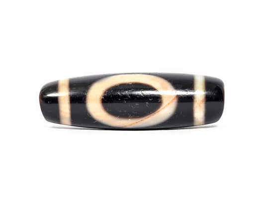 At-072326-1ESWBS antique one eye yungdrung dzi pitch-black agate swastika face full yungdrung motif unretouched