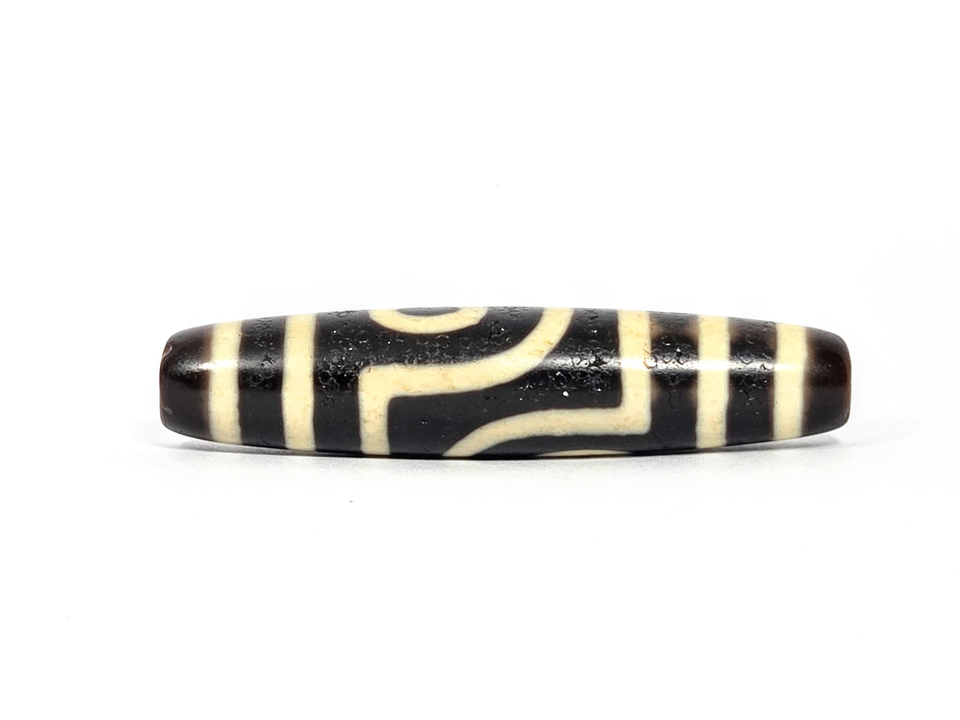At-080226-2E5 antique two eye dzi pitch-black agate connector face D stepped angular elements unretouche