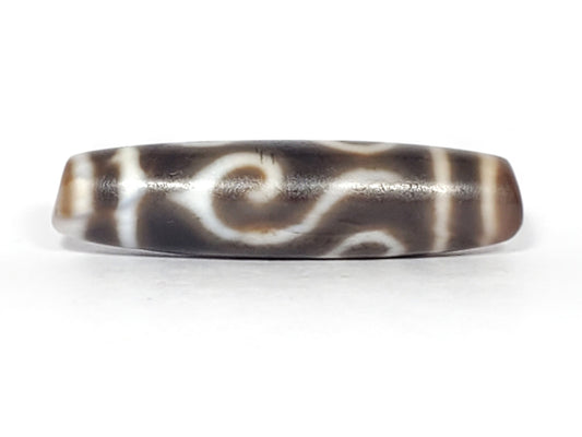 Ac-061926-DC4E angled tip A, conch S-curve scroll, honey-brown end cap, semi-matte surface, unretouched