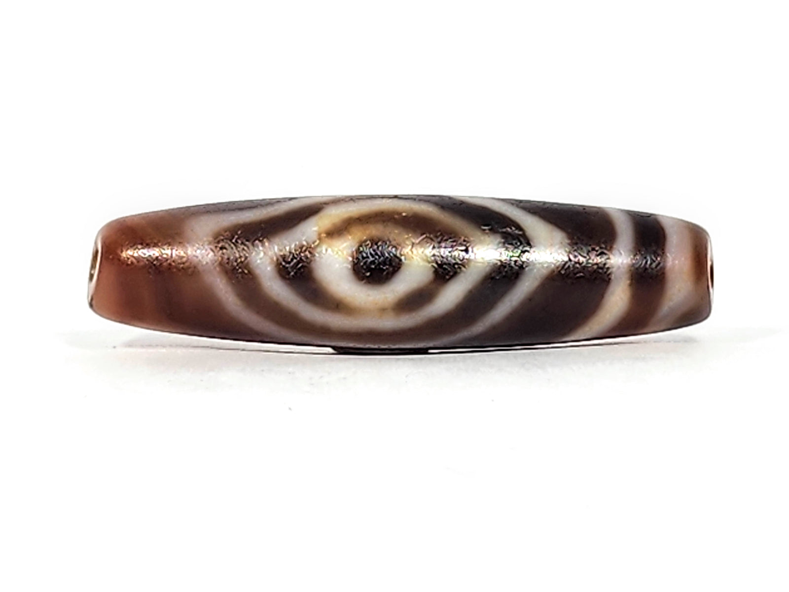 Antique Tibetan Eye-In-Eye Heaven Gate, Tiger Tooth, and Star Motif Dzi (TiD-Ant-HGTTS-121424)