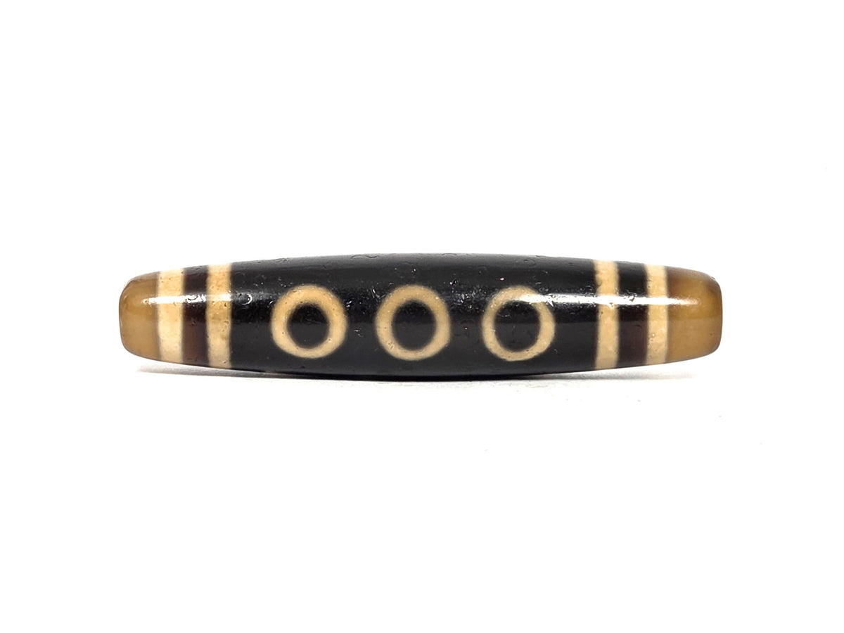 N-090626-5E2 new five eye dzi pitch-black agate three-eye face cream rings honey translucent ends unretouched