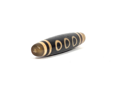N-090626-5E2 new five eye dzi angled drill end A translucent honey-olive agate end cap clean hole unretouched