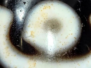 Rare Ancient Round Tibetan Dzi Bead featuring the Nine Eye Motif and Bloodspots (121725)