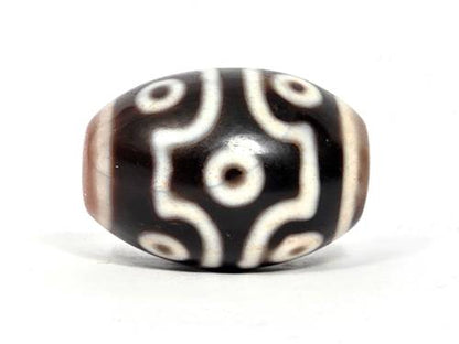 Rare Ancient Round Tibetan Dzi Bead featuring the Nine Eye Motif and Bloodspots (121725)