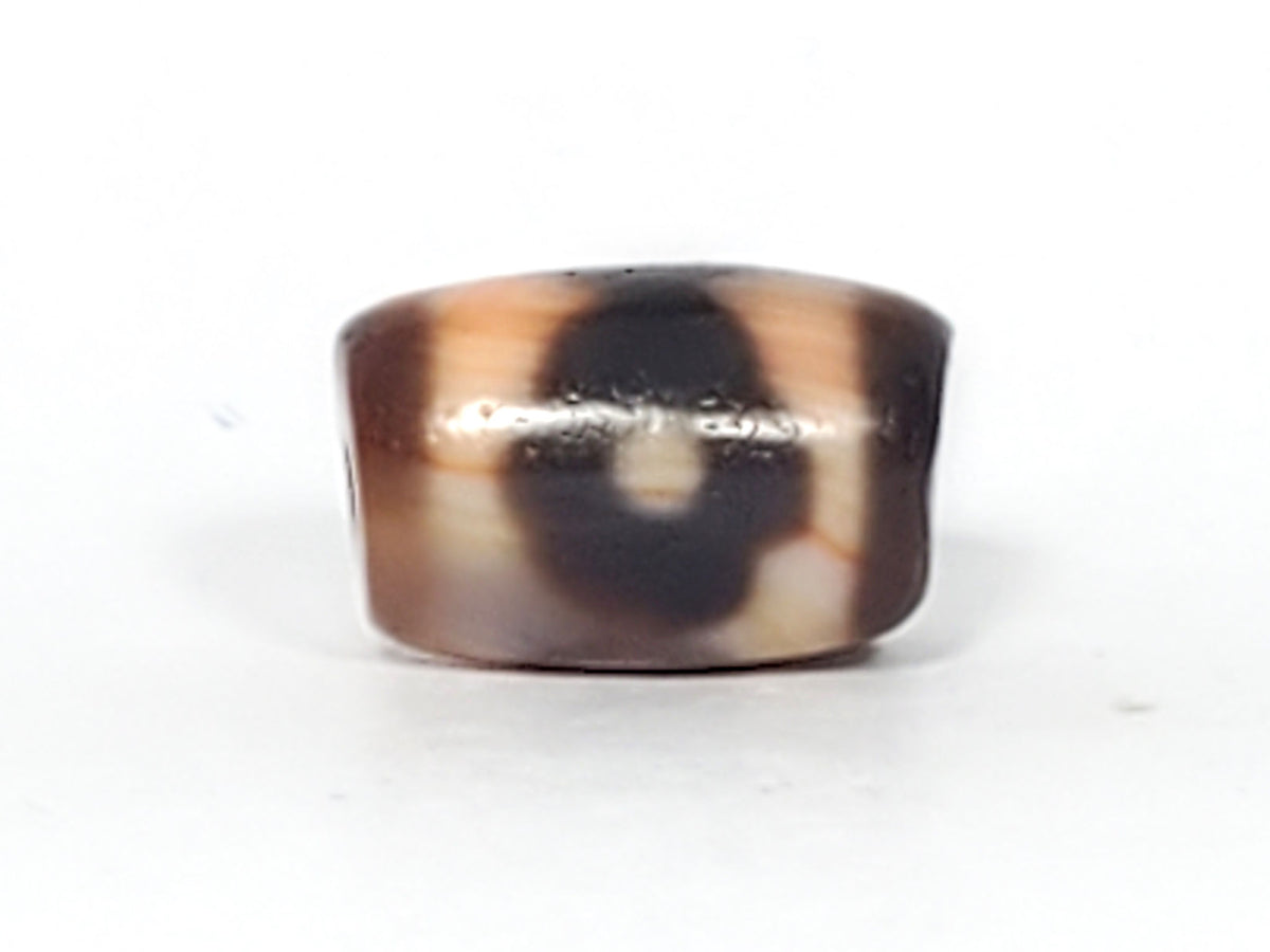 At-061926-3E2 Face B, closed ring eye, dark brown form, warm cream-white bands, unretouched
