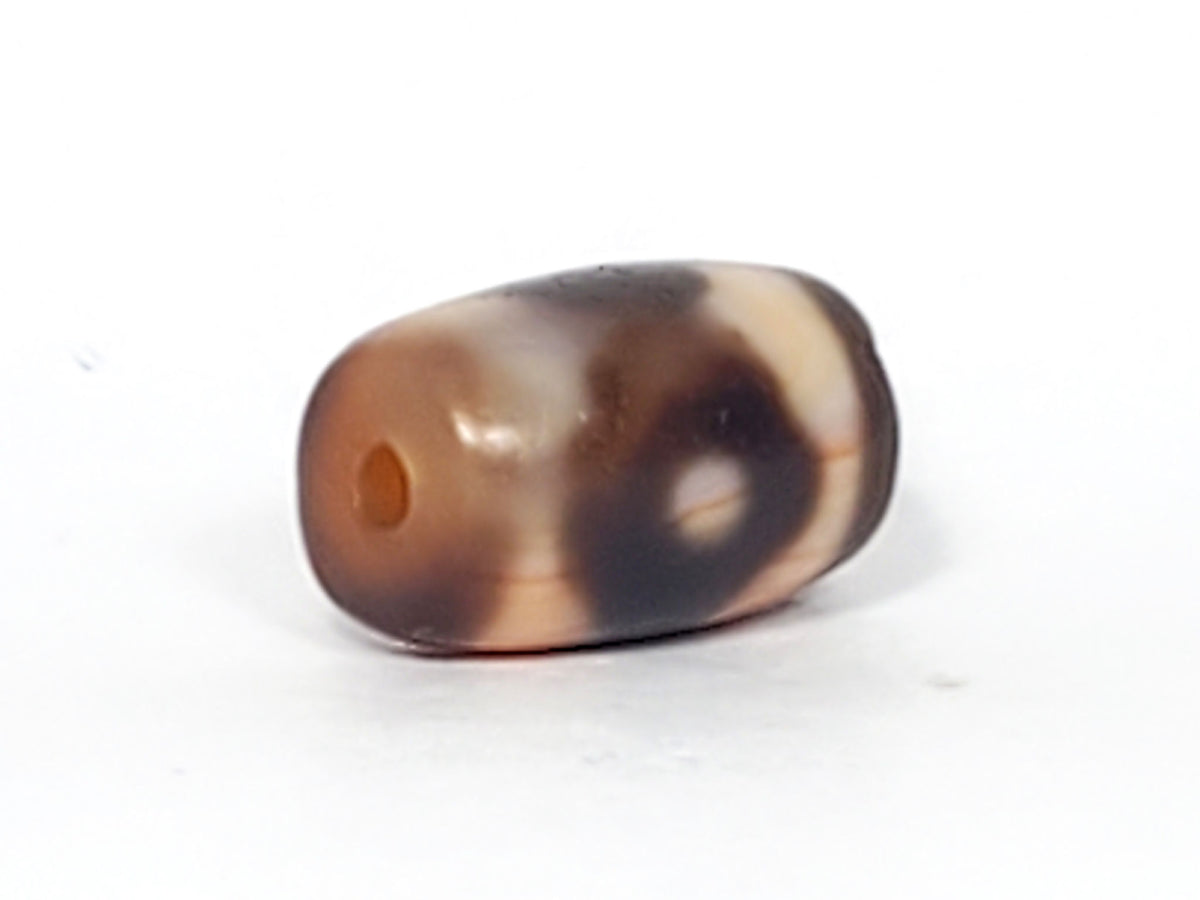 At-061926-3E2 angled view, compact rounded barrel form, peach-tan end cap, unretouched