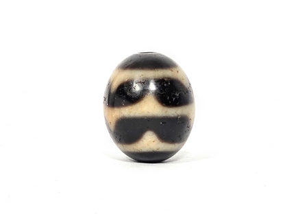 Vintage Round Double Wave Dzi Bead | Taiwan 1980s | Single Bead