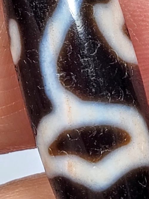 Vintage Lotus Bud Motif Dzi Bead with Bloodspot (TaD-V-B-LB-090924)