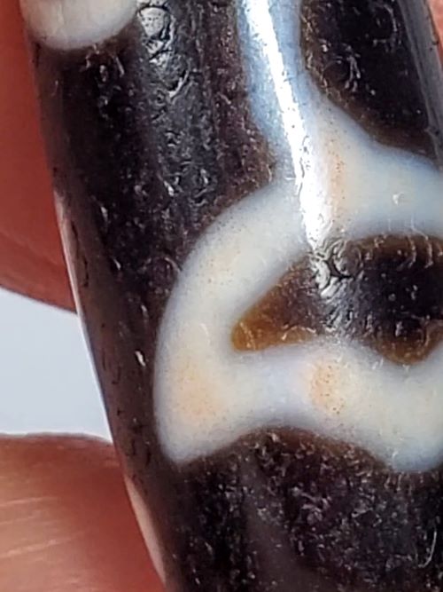 Vintage Lotus Bud Motif Dzi Bead with Bloodspot (TaD-V-B-LB-090924)