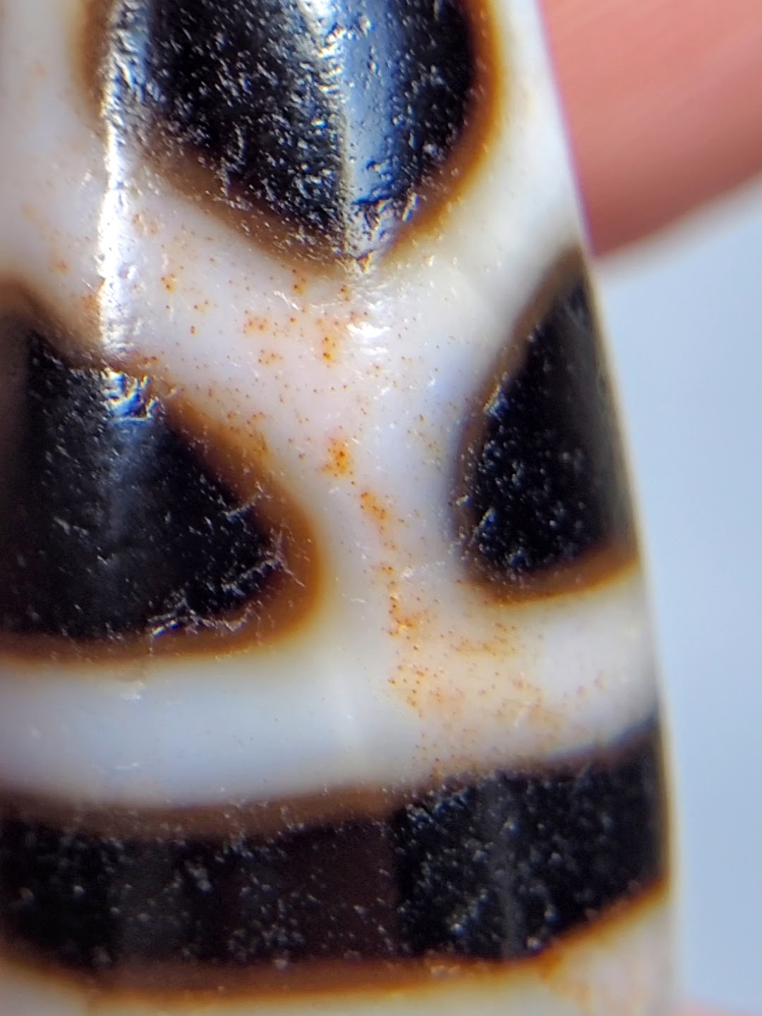 Vintage Double Longevity Motif Dzi Bead with Bloodspots (TaD-V-B-DL-092824)