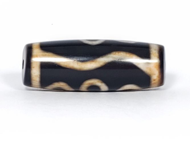 V-102723-6EBS Six Eye dzi bead, alternate reverse showing wave pattern and lower eye arcs, unretouched