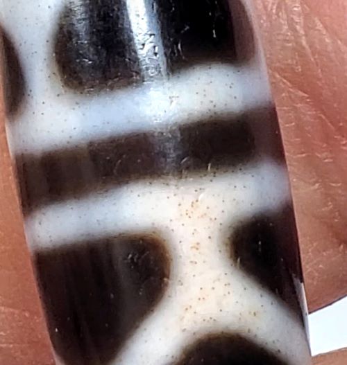 Vintage Double Longevity Motif Dzi Bead with Bloodspots (TaD-V-B-DL-090924)