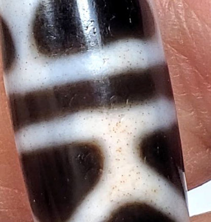 Vintage Double Longevity Motif Dzi Bead with Bloodspots (TaD-V-B-DL-090924)