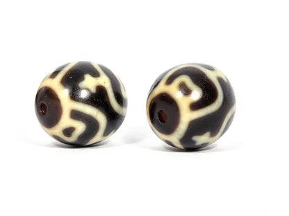 V-073026-TVP2 vintage round treasure vase dzi pair primary vase face full motif dark brown agate unretouched