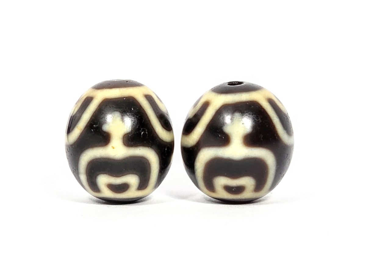 V-073026-TVP2 vintage round treasure vase dzi pair face D treasure vase composition dark brown unretouched
