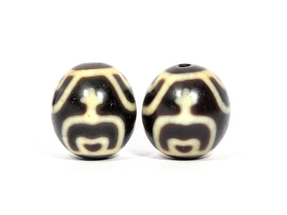 V-073026-TVP2 vintage round treasure vase dzi pair face D treasure vase composition dark brown unretouched