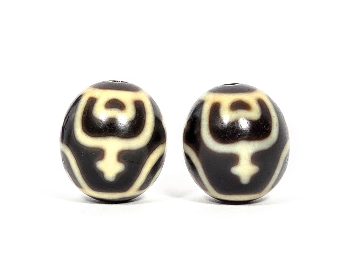 V-073026-TVP2 vintage round treasure vase dzi pair opposite drill-end scrollwork both beads unretouched