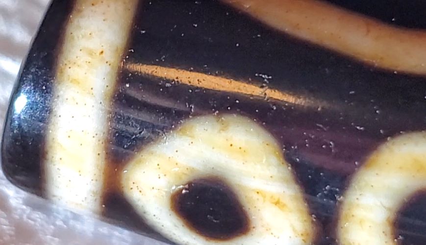 Vintage Six Eye Motif Dzi Bead with Bloodspots (TaD-V-B-SiE-102723)