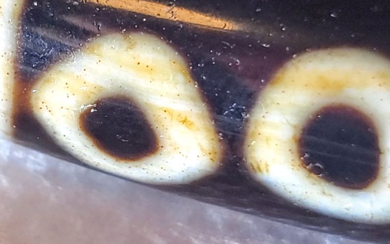 Vintage Six Eye Motif Dzi Bead with Bloodspots (TaD-V-B-SiE-102723)