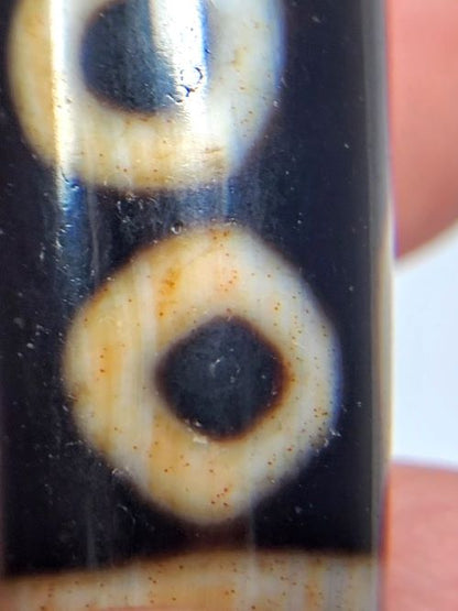 Vintage Six Eye Motif Dzi Bead with Bloodspots (TaD-V-B-SiE-102723)