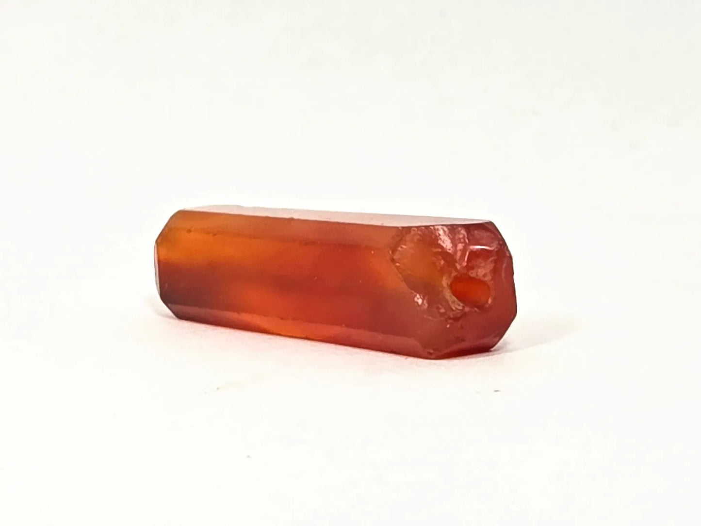 Ancient Indus Valley Beveled Carnelian Bead, 28.2mm, translucent orange-red, ancient chipping disclosed (Ac-071026-CBEV)