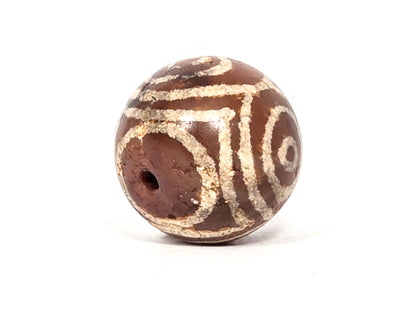 Ac-060126-4EHG, opposite drilled pole, Heaven's Gate connecting zone, chestnut-brown carnelian sphere, unretouched