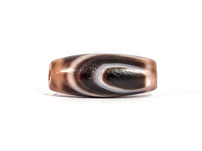 Ac-090326-2E ancient two eye dzi 28.8×11.7mm reddish-brown agate face A naturally formed eye, unretouched