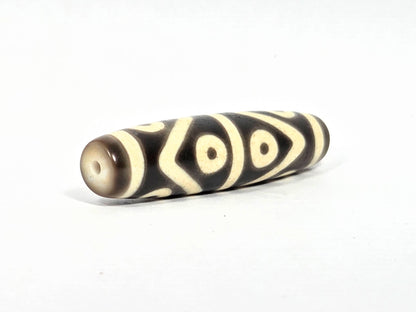 At-073026-8E antique eight eye dzi drill end A warm brown agate-internal colour eye motif wrap unretouched